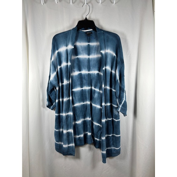 torrid Sweaters - Torrid Blue White Tie Dye Striped Open Front Cardigan Sweater Plus Size 0 (L XL)
